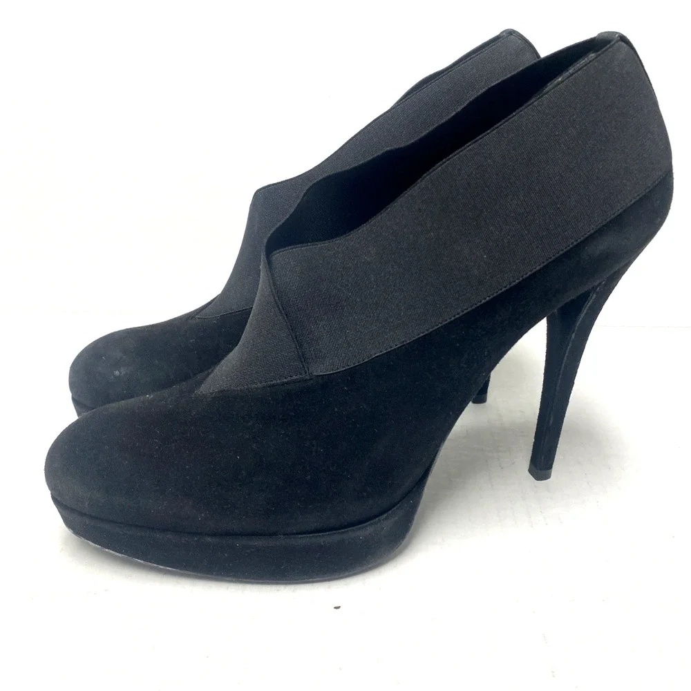 Stuart Weitzman Great Neck Suede Bootie Ankle Boot Slim Heel Round Platform 11
